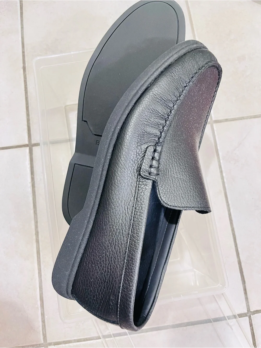 Boss Black Pebbled Leather Slip-On Loafers Size 43 or 10 men’s - Picture 5 of 7
